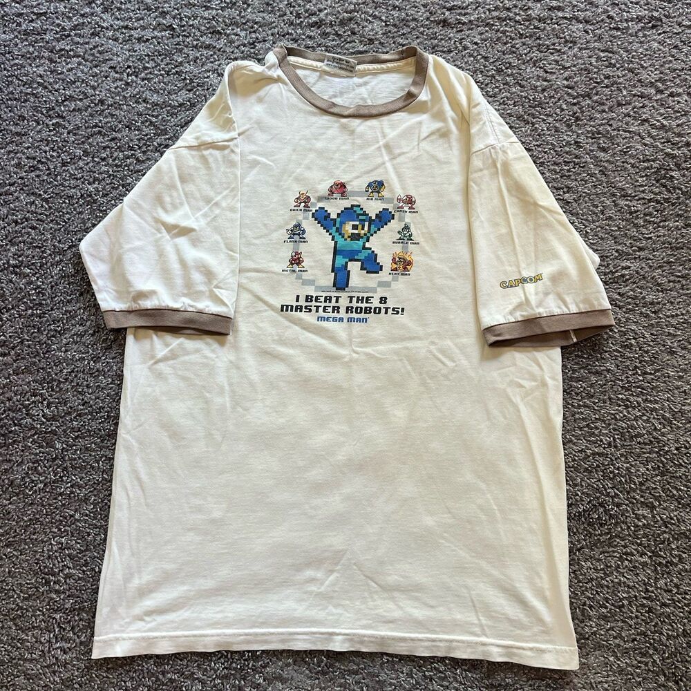 Vintage 2004 Mega Man I Beat The 8 Master Robots T Shirt Capcom Size Large